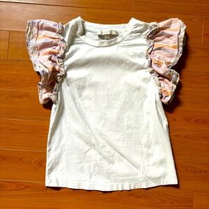 Flat White Ruffle Sleeve Top XXS
